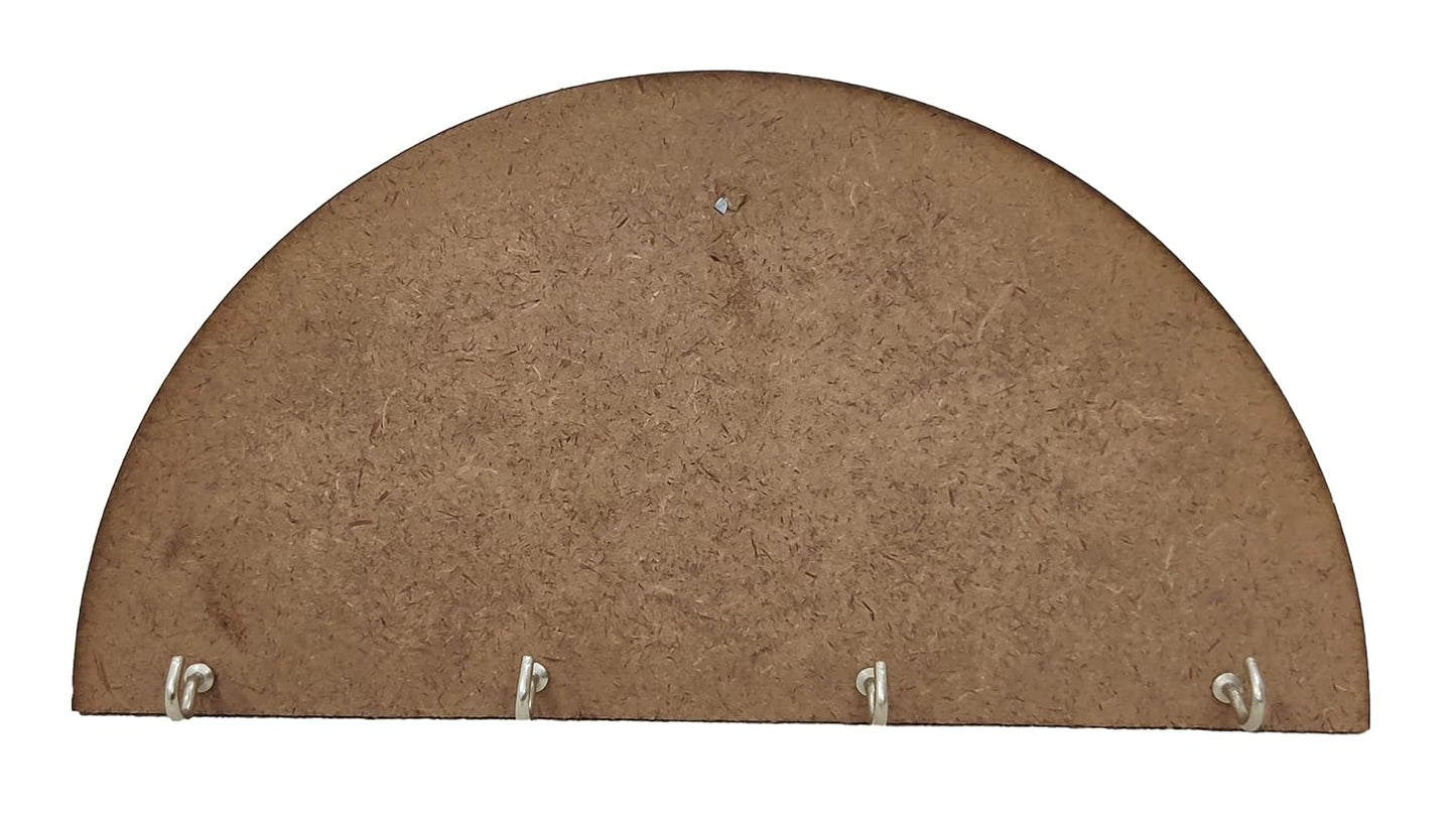 Pack of 2 DIY Wooden Semi Circle Plain Keyholders (KEY006)