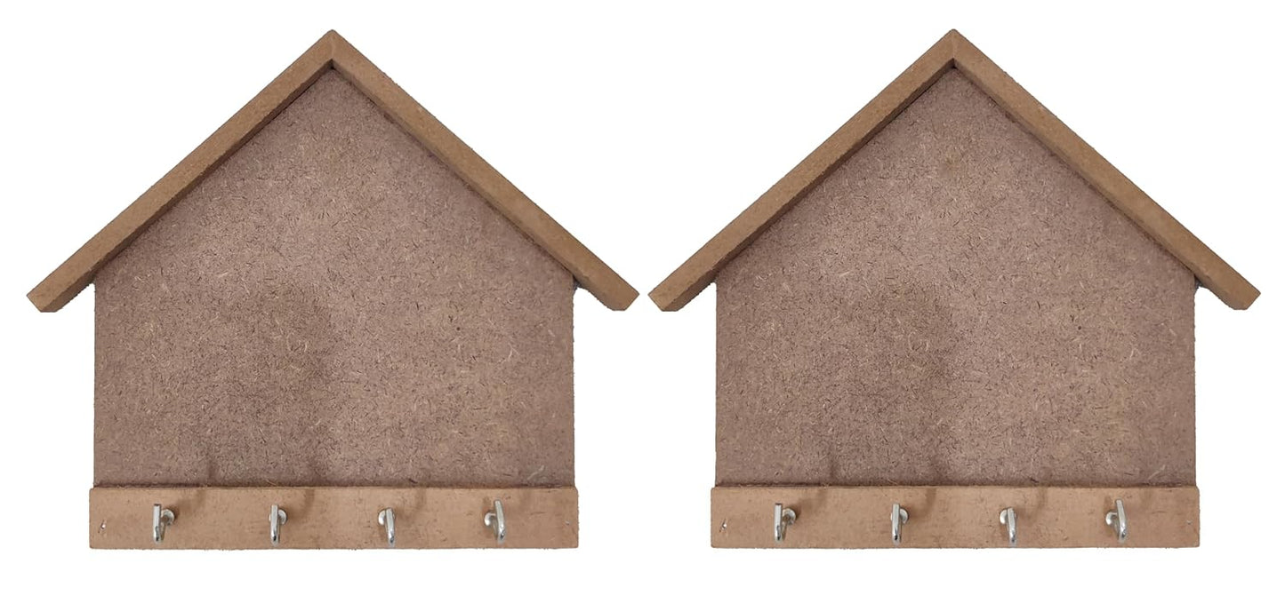 Pack of 2 DIY Wooden Small Key Holder Hut Design (KEY005)