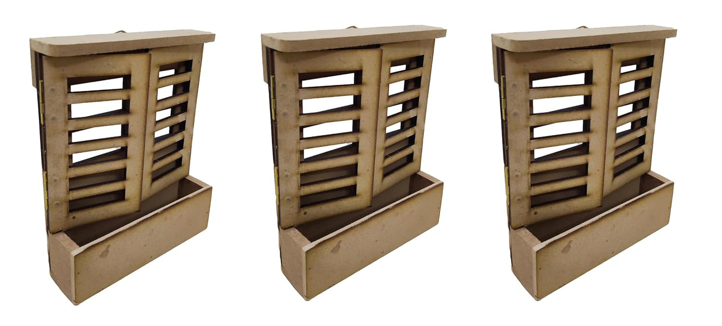 Set of 3 Small Window Jharokha Frames with Aritificial Flower Planter (JHK008)