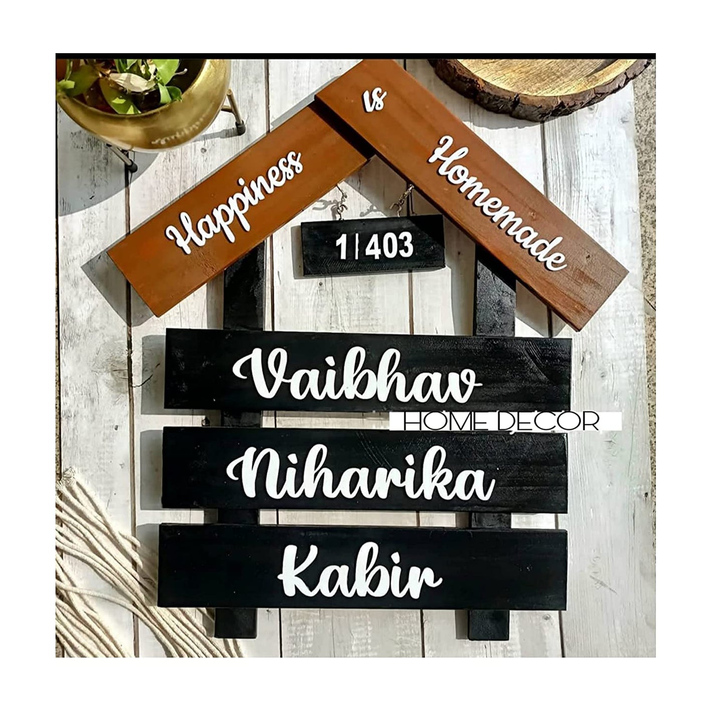 Decorative MDF 3 Row Hut Name Plate (NAM007)
