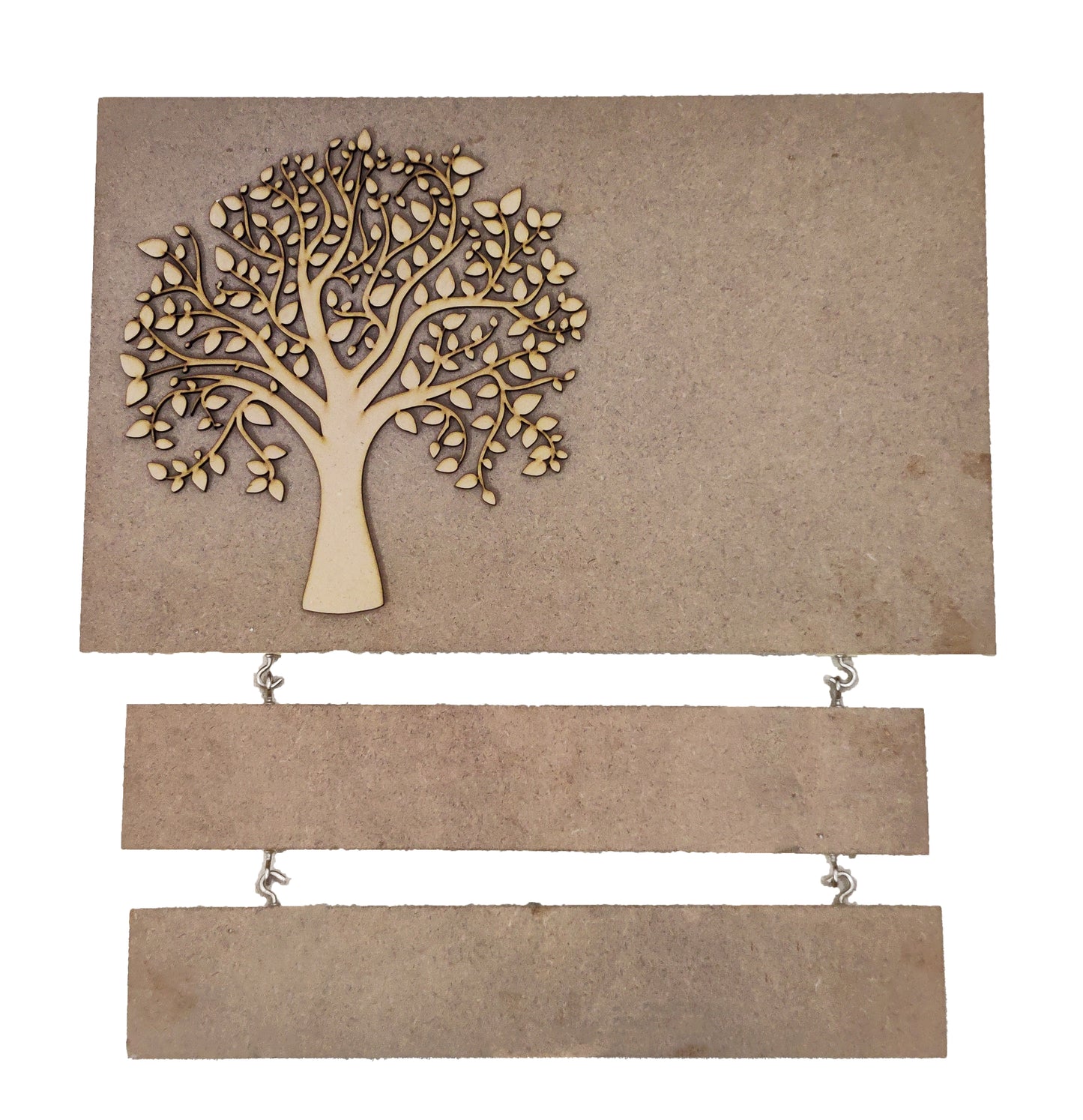 Decorative MDF Rectangle Name Plate with 2 Rows Hanging with Laser Cut Tree (NAM019)