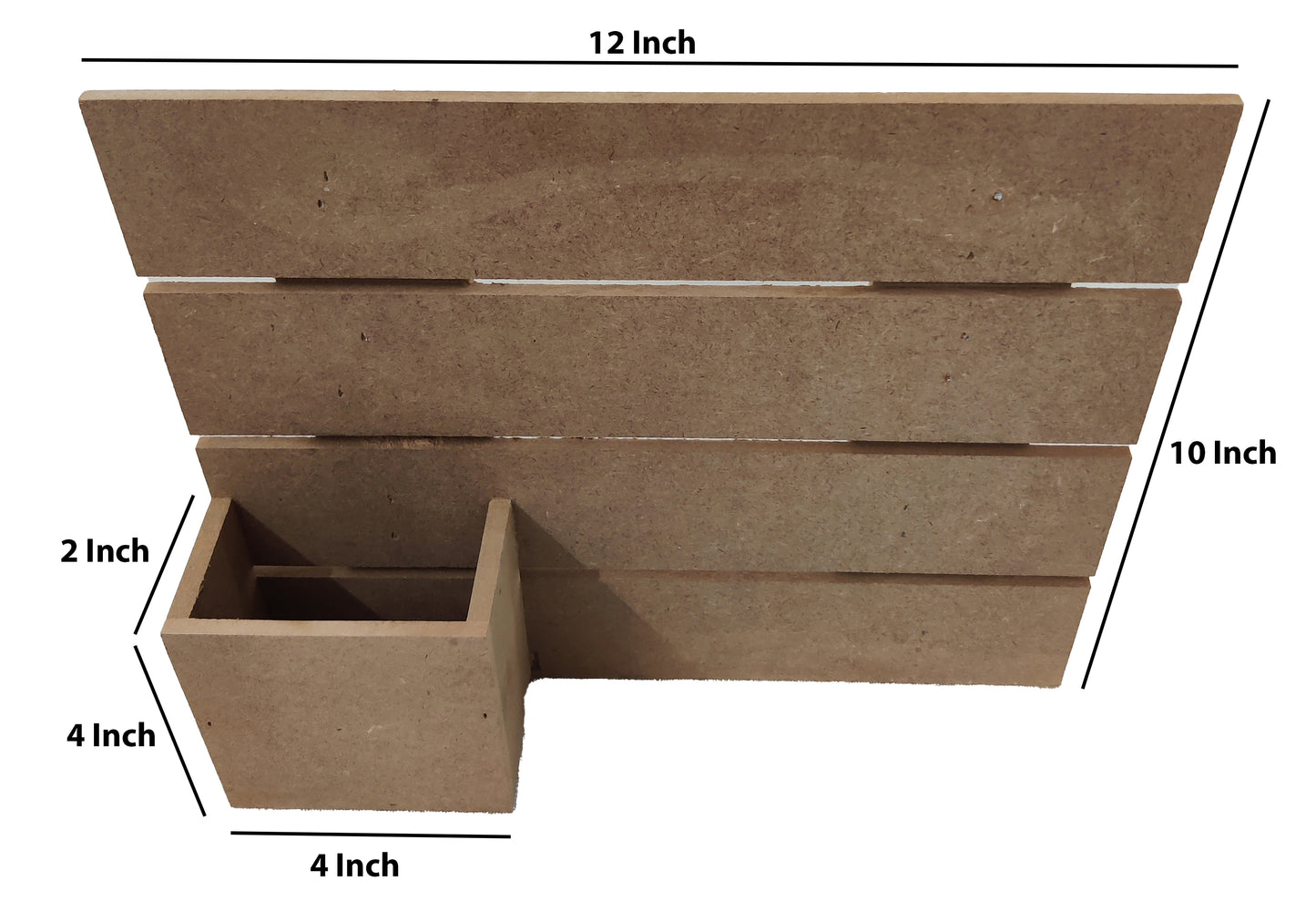Decorative MDF 4 Row Name Plate with Flower Planter Box (12x10 Inch) (NAM025)