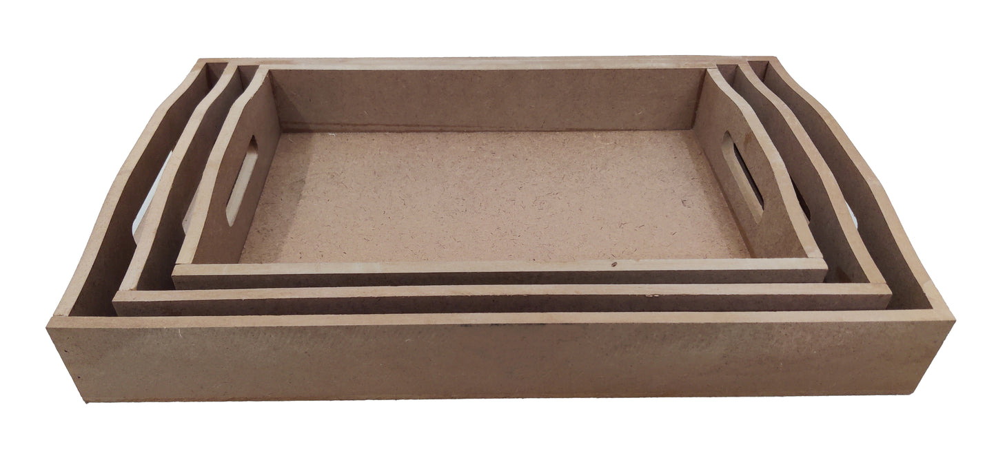 Set of 3 DIY Rectangle Trays with Handle (TR006)