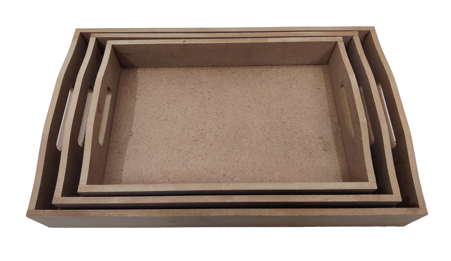 Set of 3 DIY Rectangle Trays with Handle (TR006)