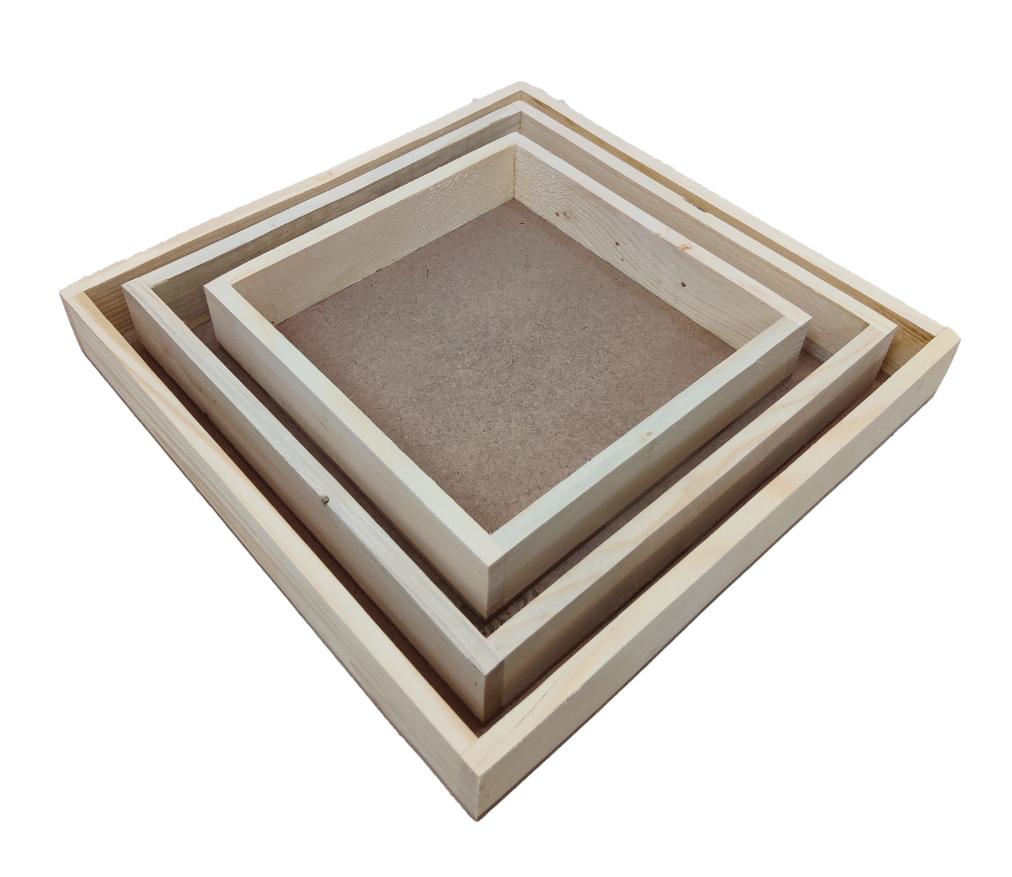 Set of 3 Pinewood Square Trays (TR007)