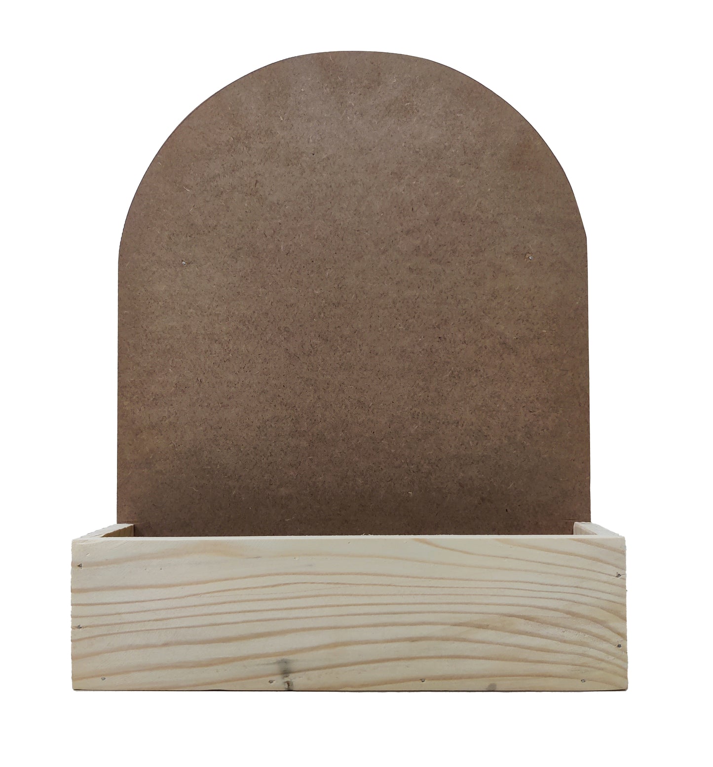 Decorative Pinewood MDF Name Plate with Rounded Top and Flower Planter Box (NAM030)