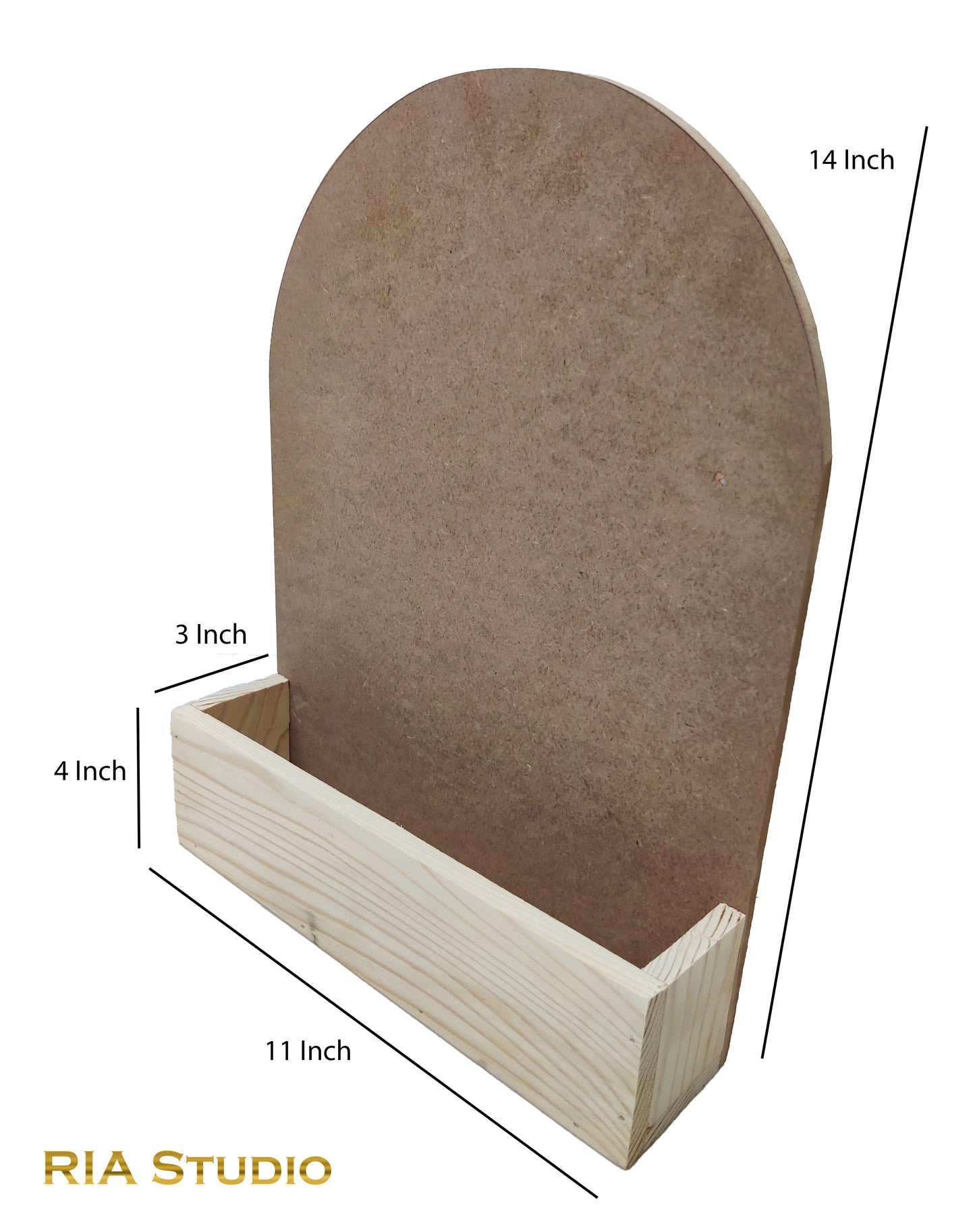 Decorative Pinewood MDF Name Plate with Rounded Top and Flower Planter Box (NAM030)