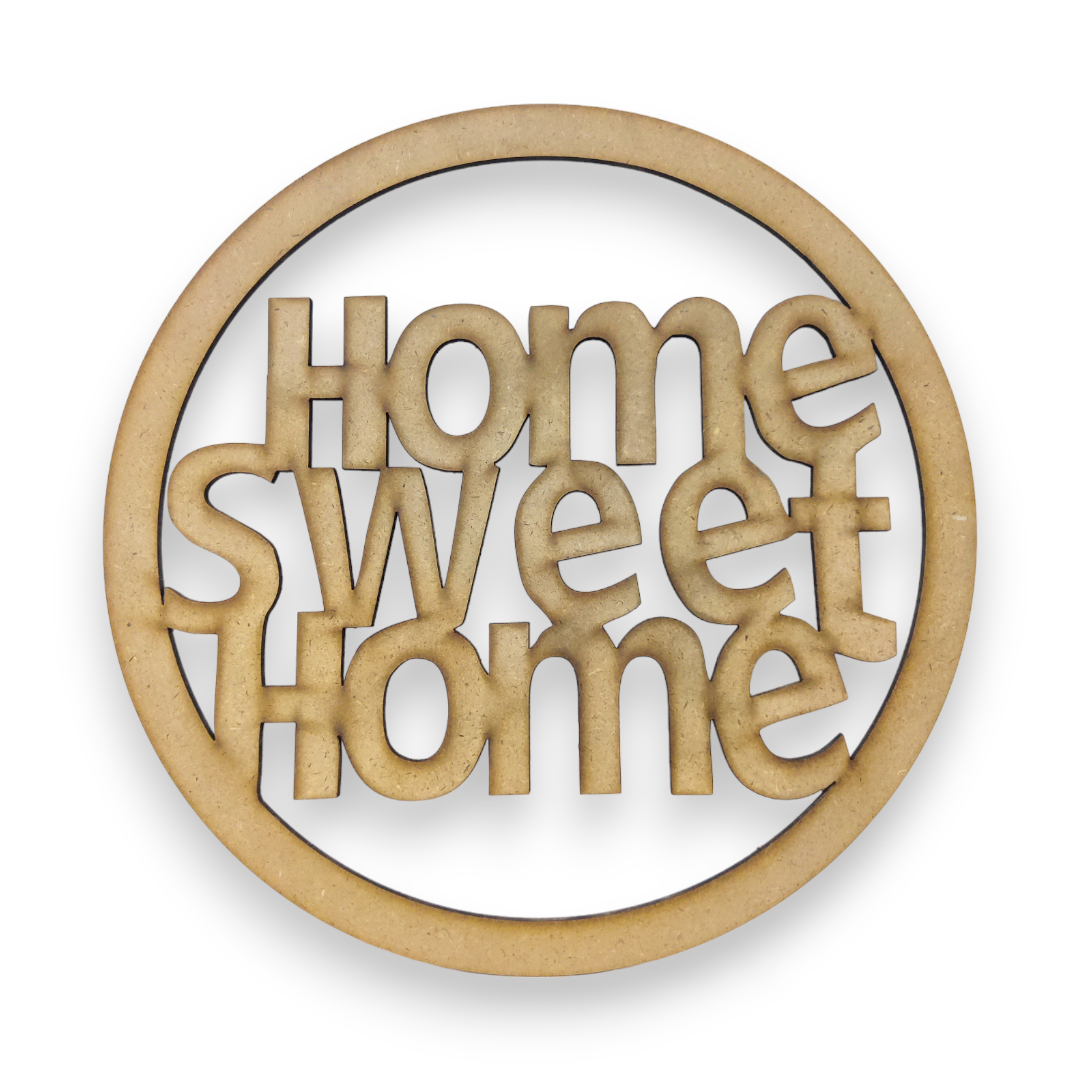 (Pack of 2) DIY Decorative MDF Cutout Props Craft Shapes Wreath Home Sweet Home for Wall Hanging Decoration & Art Craft (CUT011)