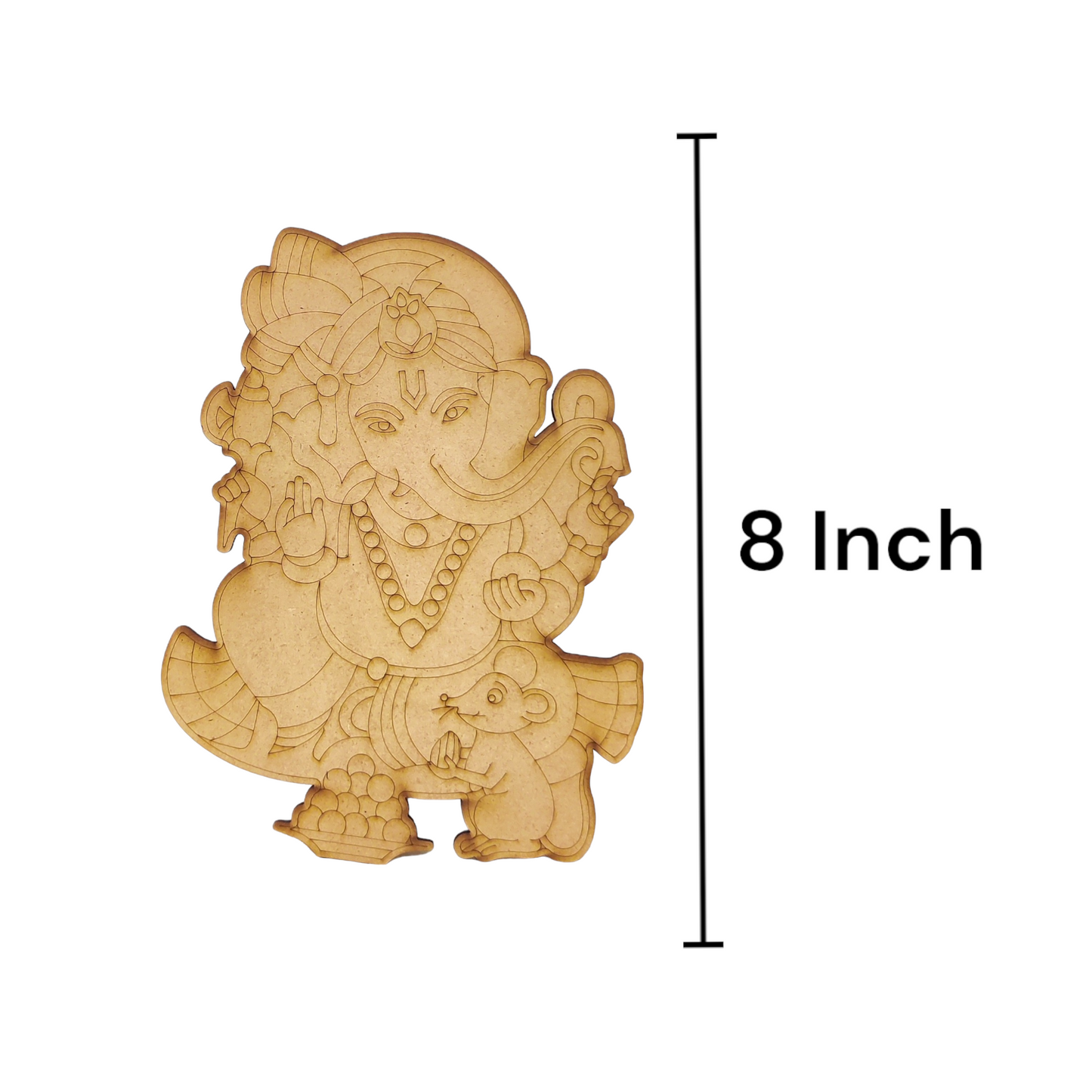 (Pack of 2) DIY Decorative MDF Pre Marked Cutout Bases Lord Ganesh with Mushak Pre Marked Design 1 For Wall Hanging Decoration, Art & Craft (WAB12009)