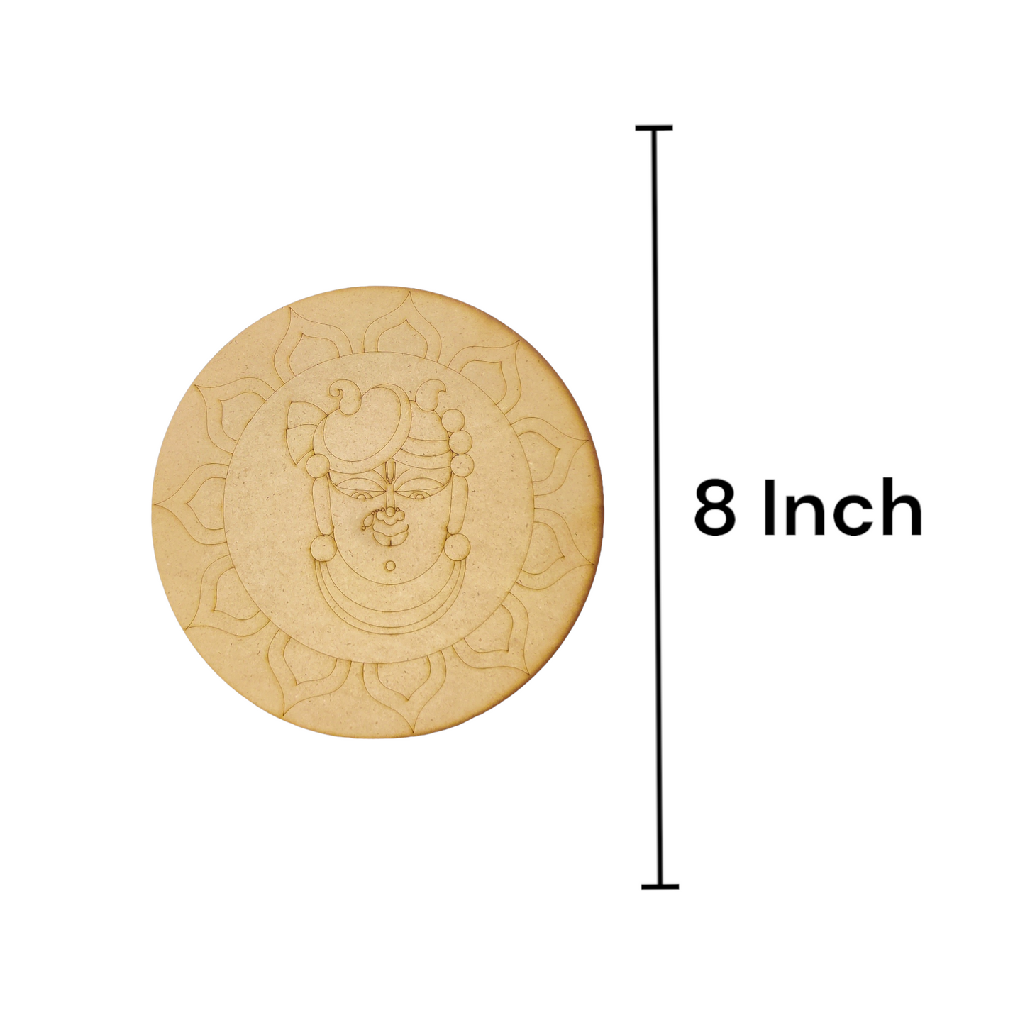 (Pack of 2) DIY Decorative MDF Pre Marked Cutout Bases Lord Shrinath Ji Round Pre Marked Design 4 For Wall Hanging Decoration, Art & Craft (WAB12039)