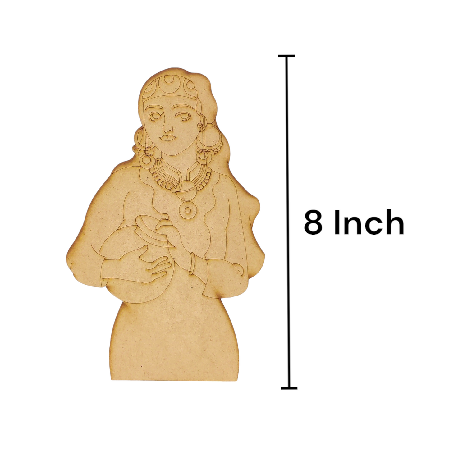 (Pack of 2) DIY Decorative MDF Pre Marked Cutout Bases Traditional Western Modern Kashmiri Woman Girl Pre Marked Design 7 For Wall Hanging Decoration, Art & Craft (WAB12024)