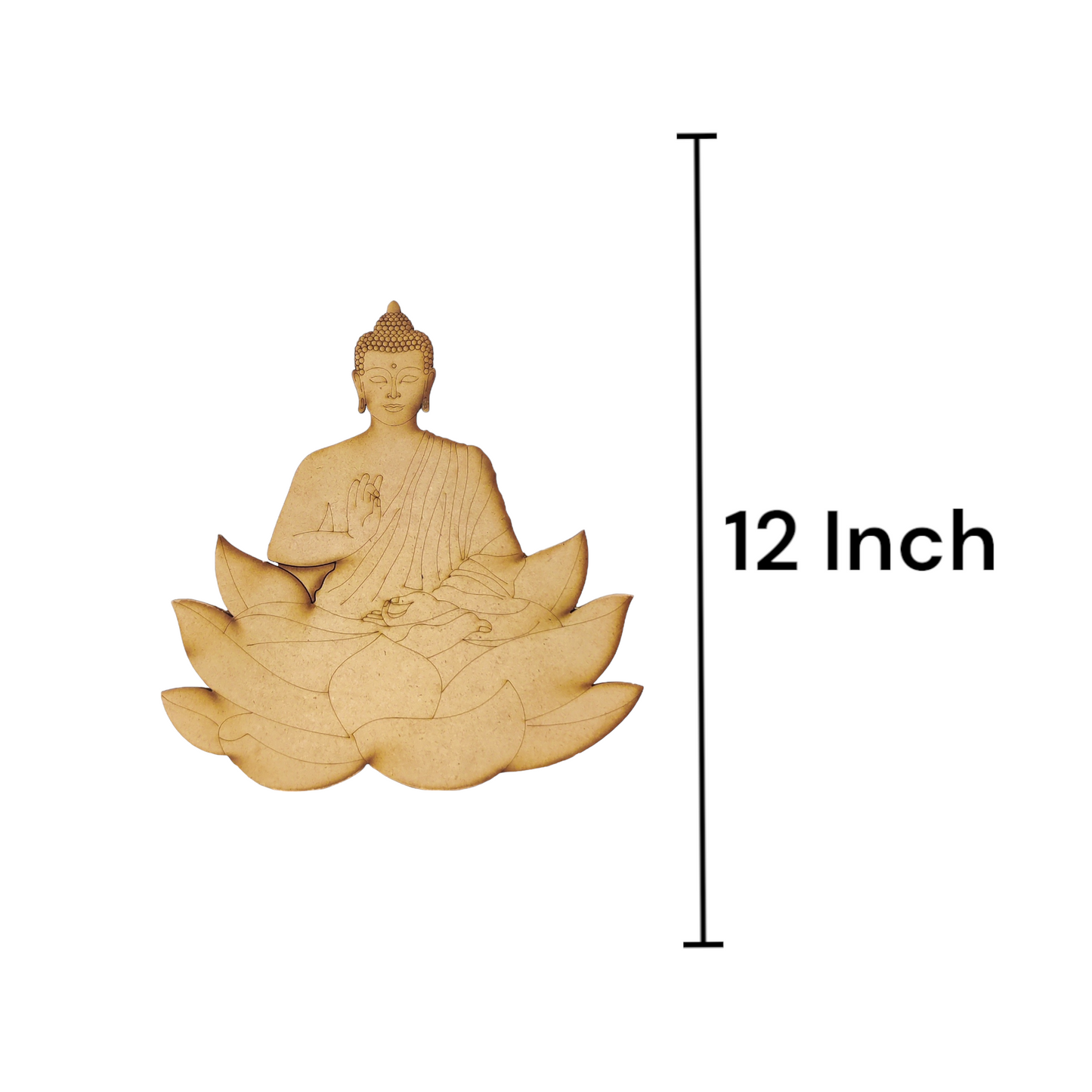 (Pack of 2) DIY Decorative MDF Pre Marked Cutout Bases Meditating Buddha Monk On lotus Pre Marked For Wall Hanging Decoration, Art & Craft (WAB12006)