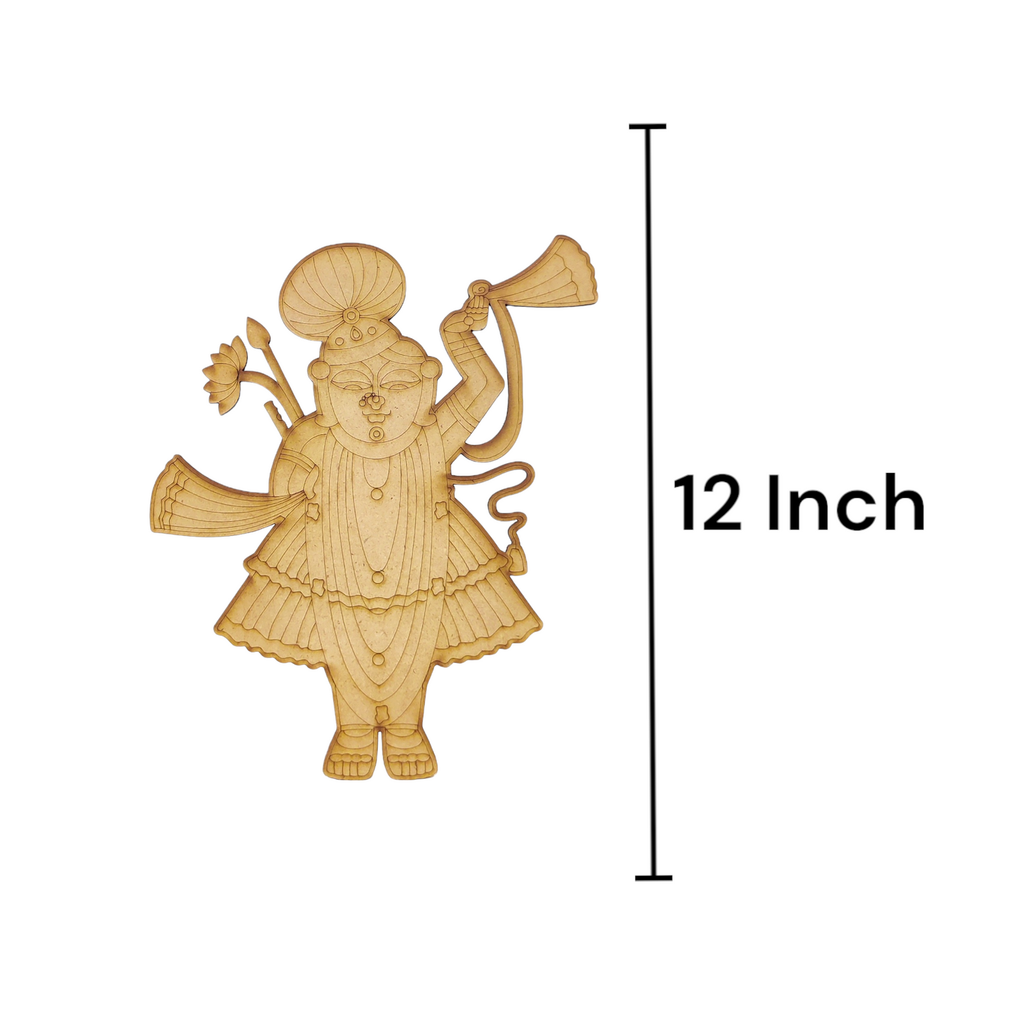 (Pack of 2) DIY Decorative MDF Pre Marked Cutout Bases Lord Shrinath Ji Pre Marked Design 3 For Wall Hanging Decoration, Art & Craft (WAB12036)