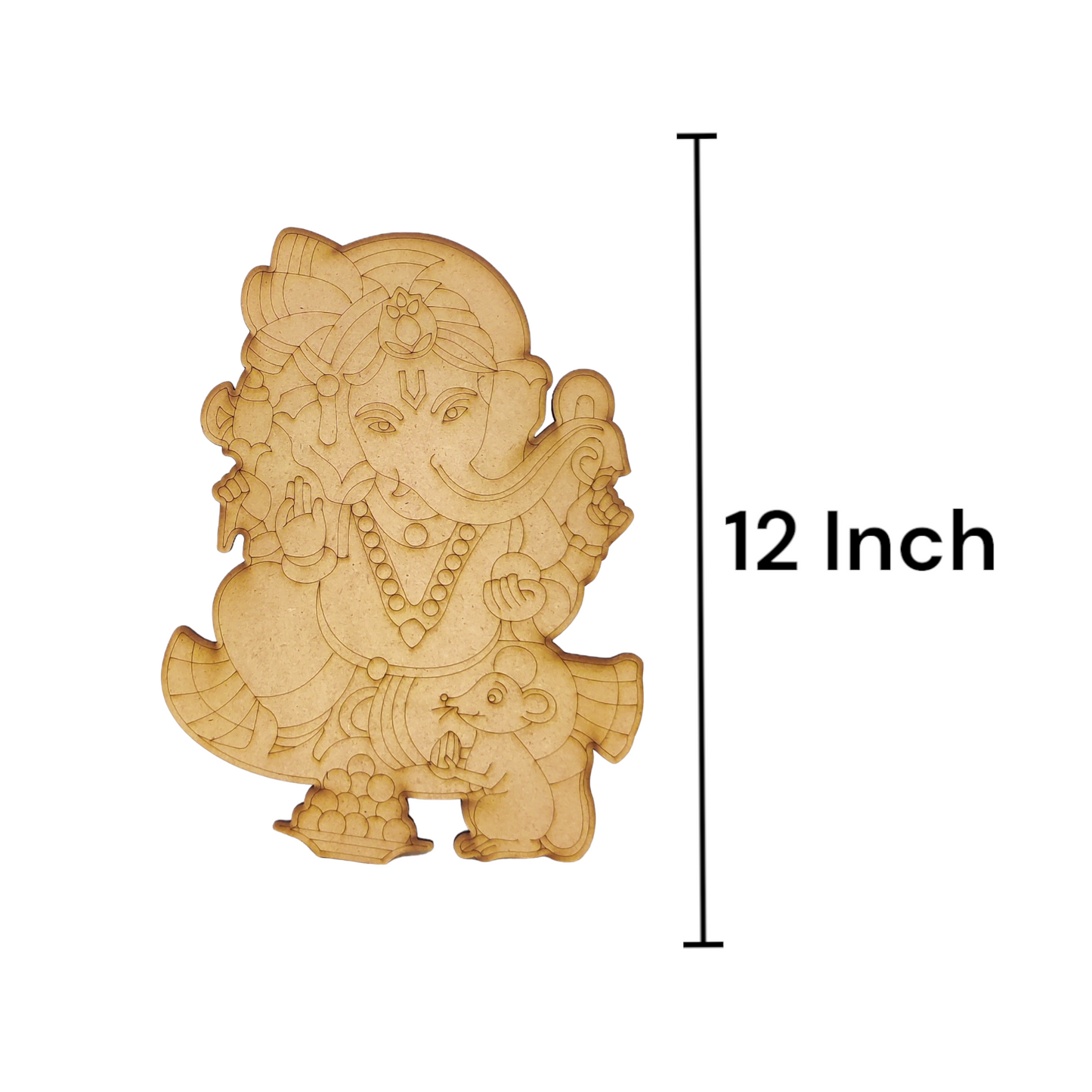 (Pack of 2) DIY Decorative MDF Pre Marked Cutout Bases Lord Ganesh with Mushak Pre Marked Design 1 For Wall Hanging Decoration, Art & Craft (WAB12009)