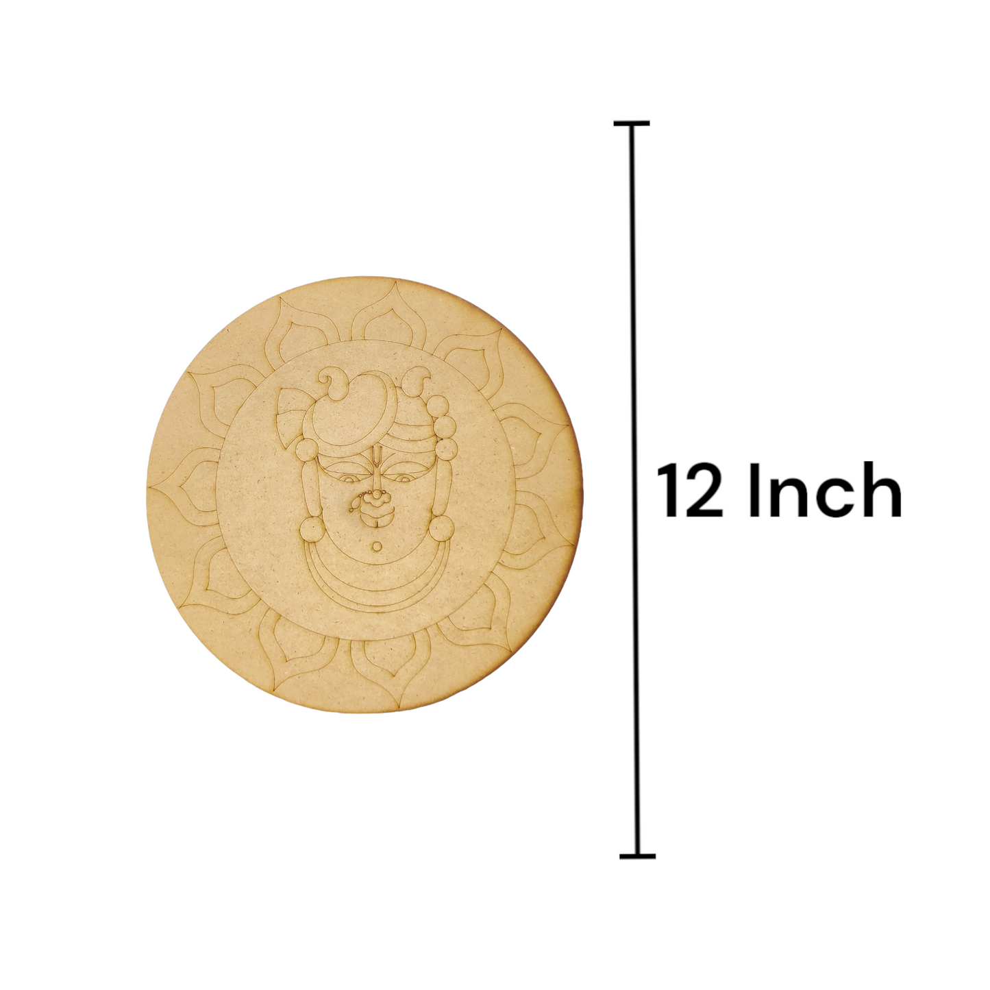 (Pack of 2) DIY Decorative MDF Pre Marked Cutout Bases Lord Shrinath Ji Round Pre Marked Design 4 For Wall Hanging Decoration, Art & Craft (WAB12039)