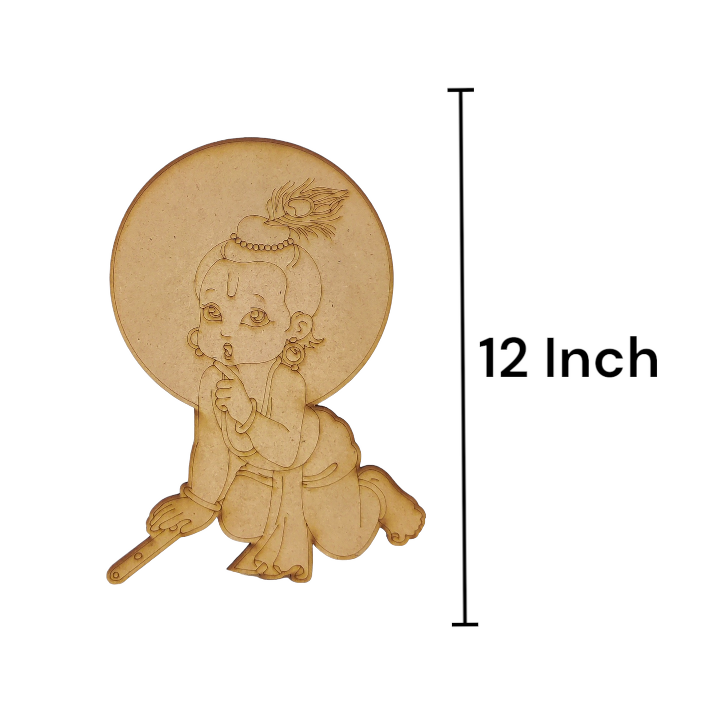(Pack of 2) DIY Decorative MDF Pre Marked Cutout Bases Laddu Gopal Krishna Pre Marked For Wall Hanging Decoration, Art & Craft (WAB12018)