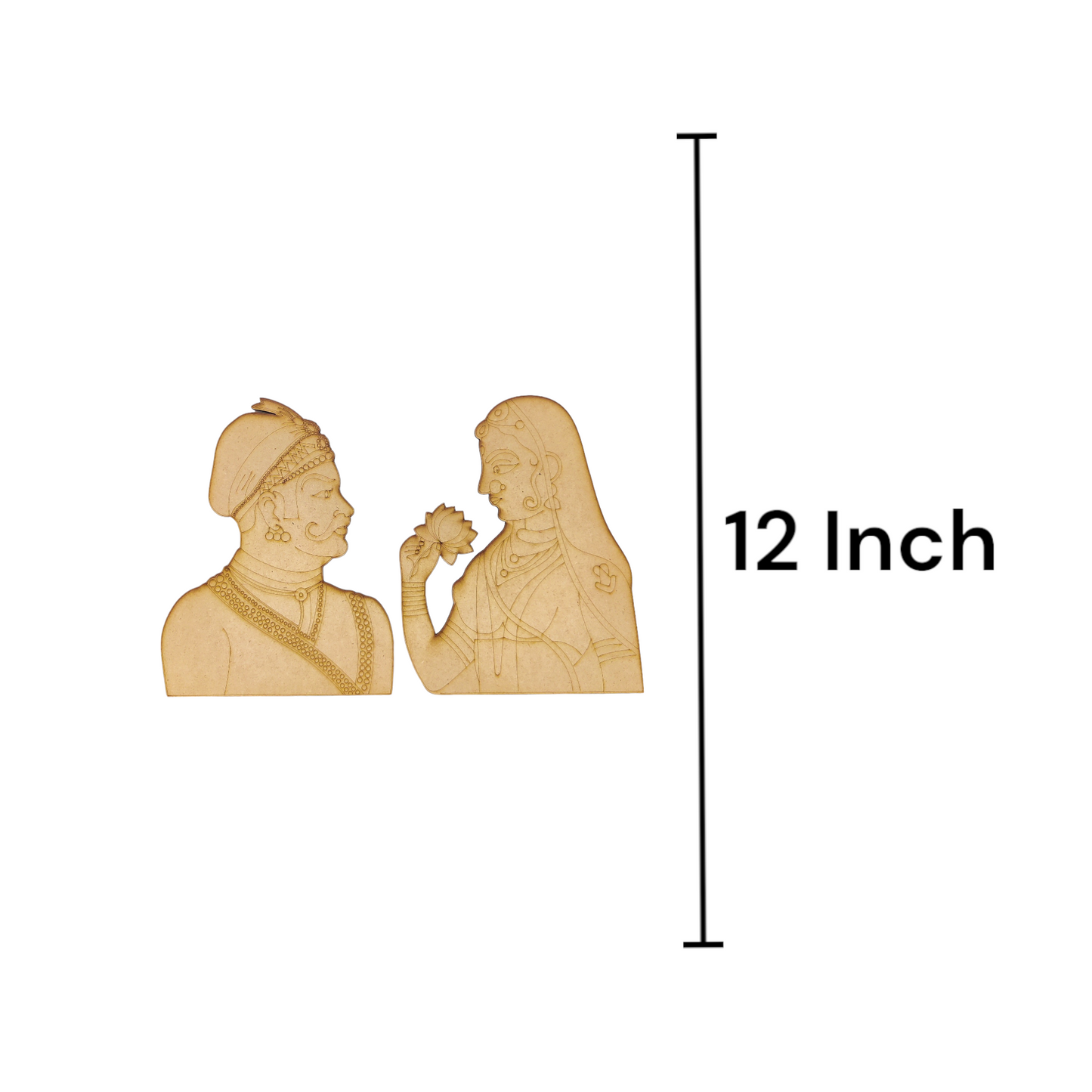 (Pack of 2) DIY Decorative MDF Pre Marked Cutout Bases Raja Rani Pre Marked For Wall Hanging Decoration, Art & Craft (WAB12027)