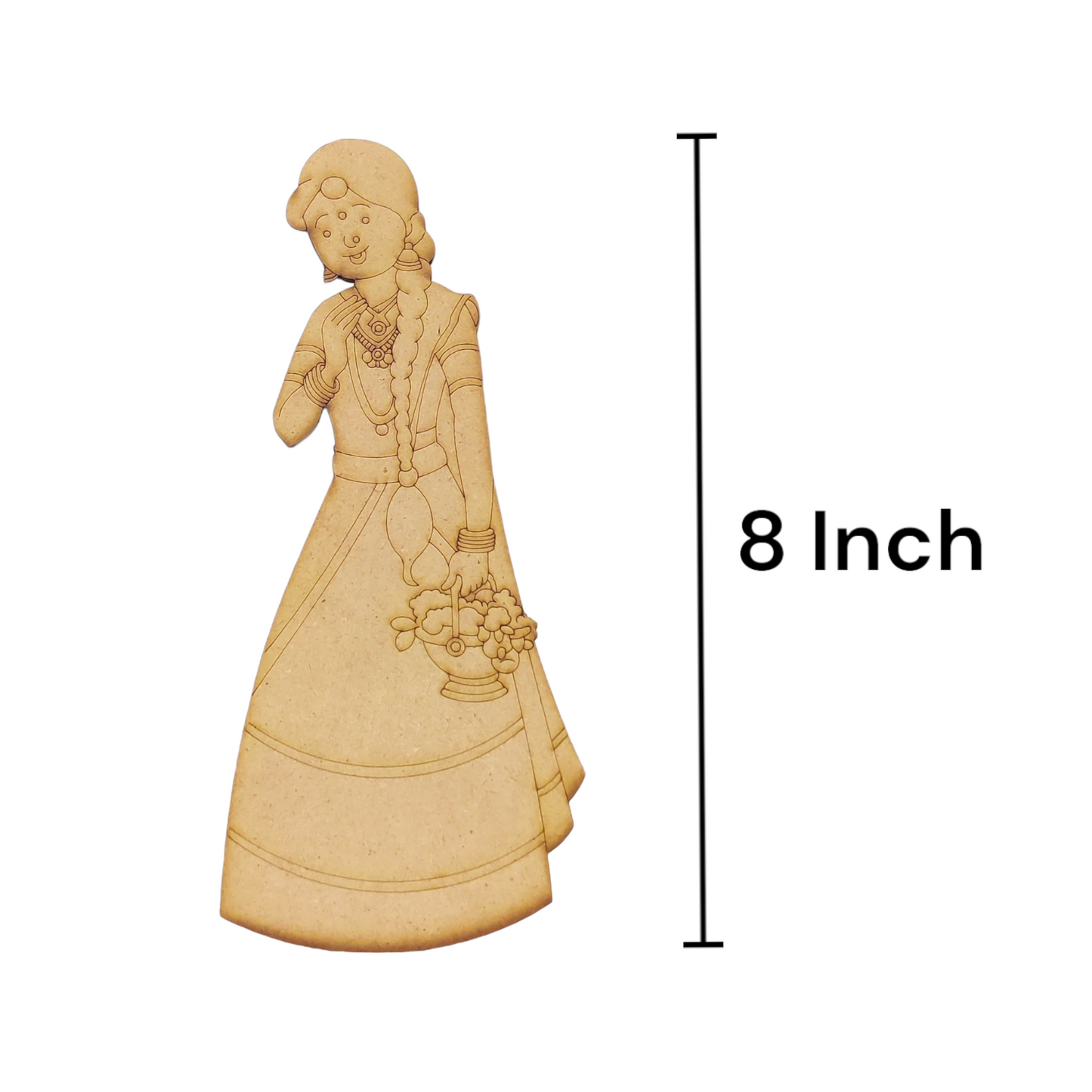 (Pack of 2) DIY Decorative MDF Pre Marked Cutout Bases Traditional Western Modern Woman Girl Pre Marked Design 9 For Wall Hanging Decoration, Art & Craft (WAB12026)