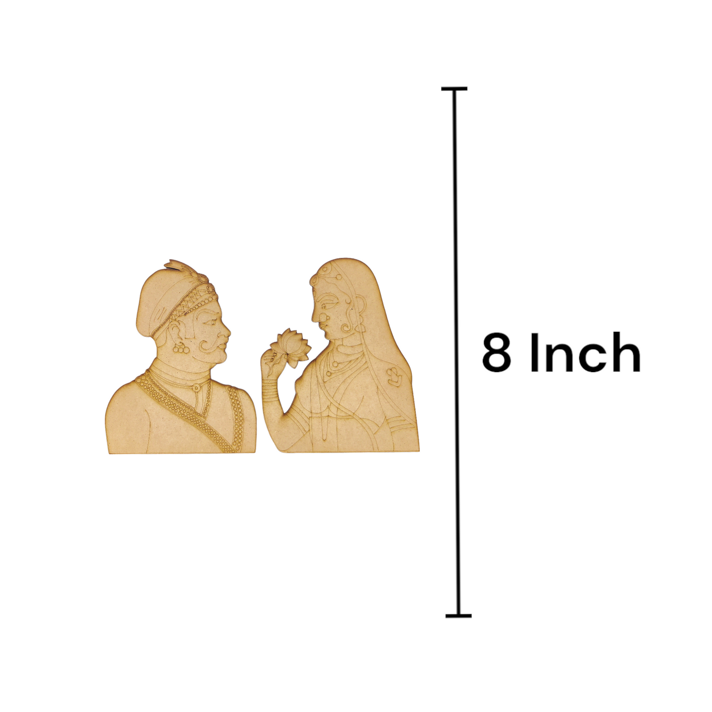 (Pack of 2) DIY Decorative MDF Pre Marked Cutout Bases Raja Rani Pre Marked For Wall Hanging Decoration, Art & Craft (WAB12027)