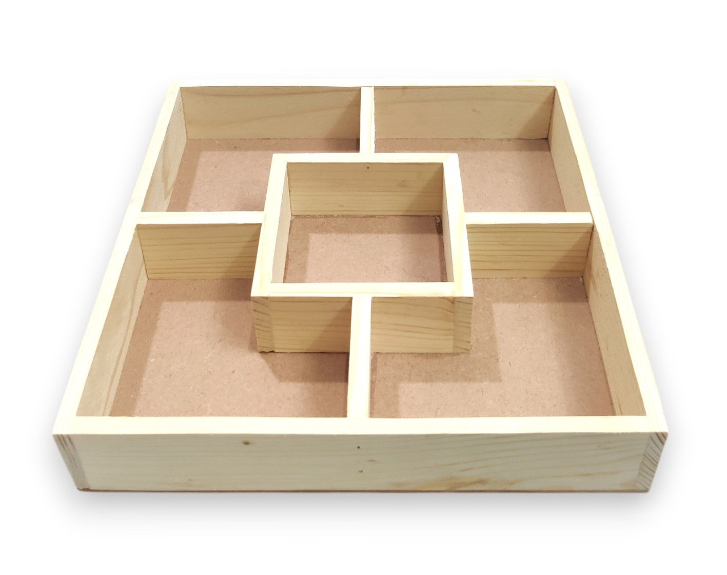 DIY Pinewood Square Packing & Serving Tray with Partitions (TR016)