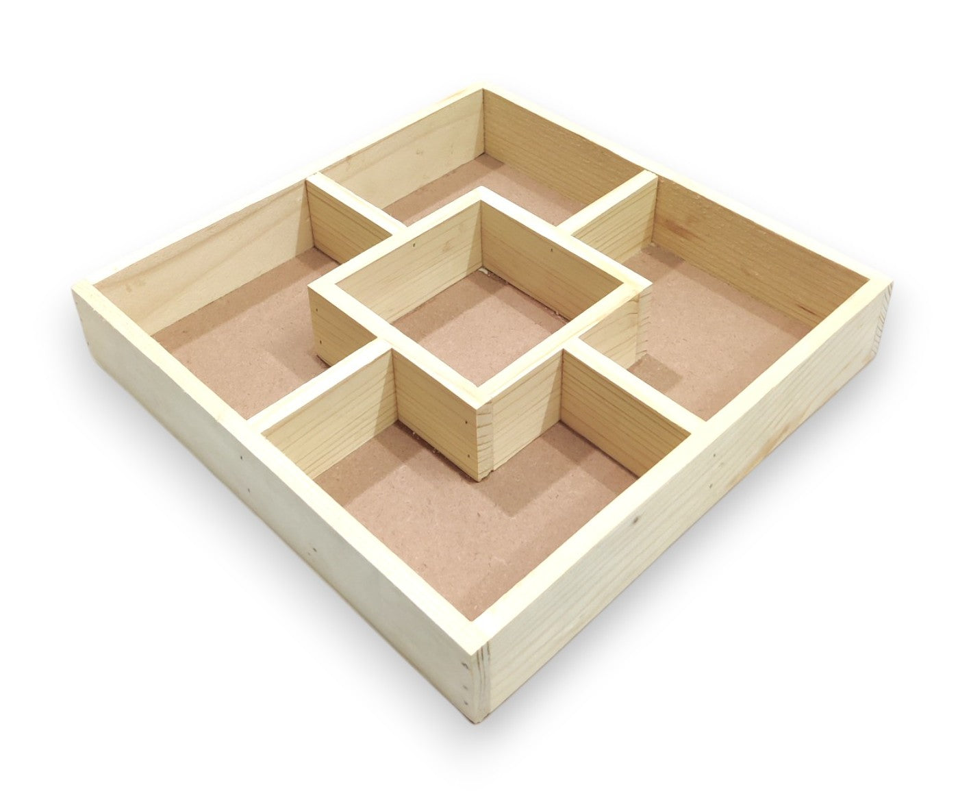 DIY Pinewood Square Packing & Serving Tray with Partitions (TR016)