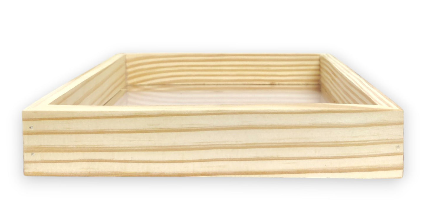 DIY Pinewood Tray with Transparent Base (10 Inch) (TR019)
