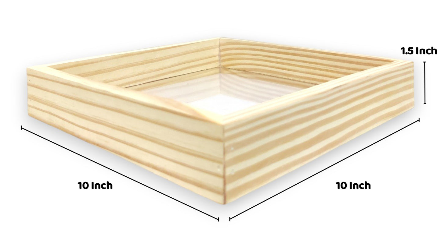 DIY Pinewood Tray with Transparent Base (10 Inch) (TR019)