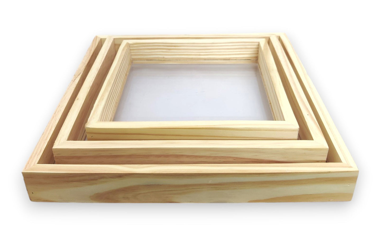 Set of 3 DIY Pinewood Tray with Transparent Base (TR021)