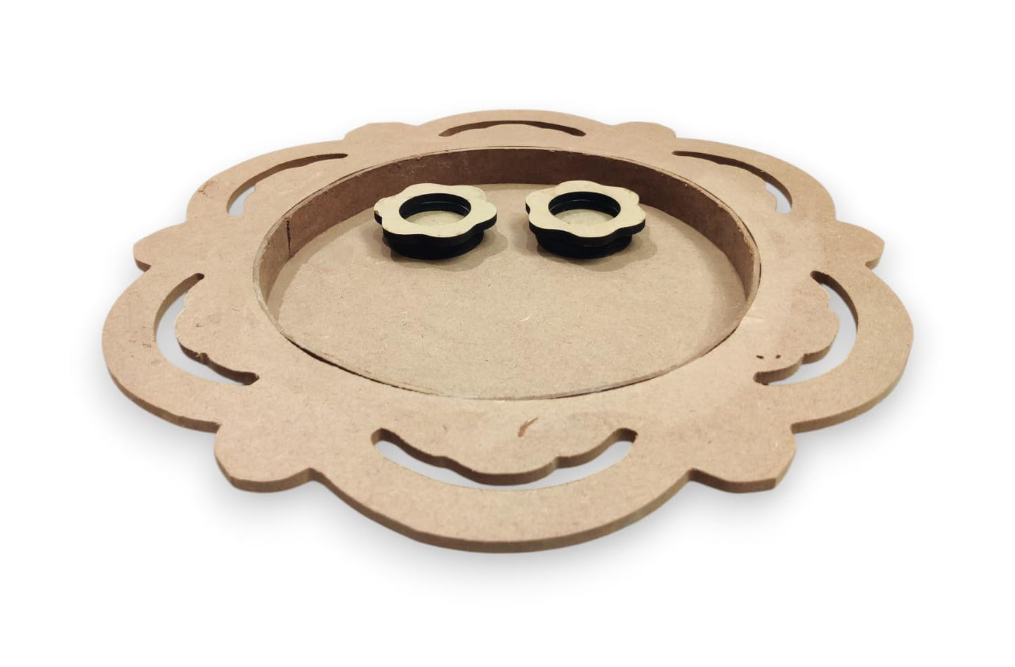 15 Inch Decorative Designer MDF Pooja Thali with 2 Cups (Katori) for Puja (THAL007)