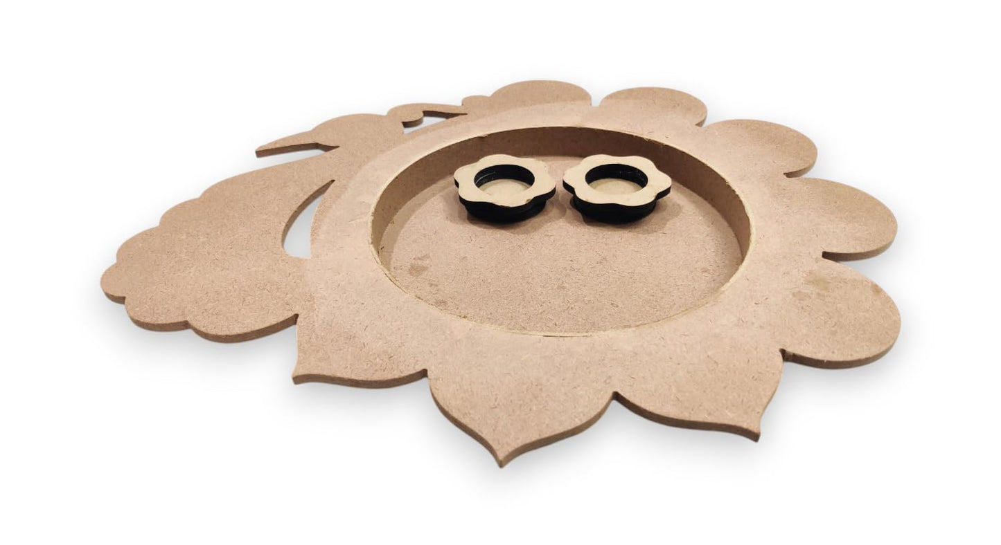 15 Inch Decorative Designer MDF Pooja Thali with 2 Cups (Katori) for Puja (THAL006)