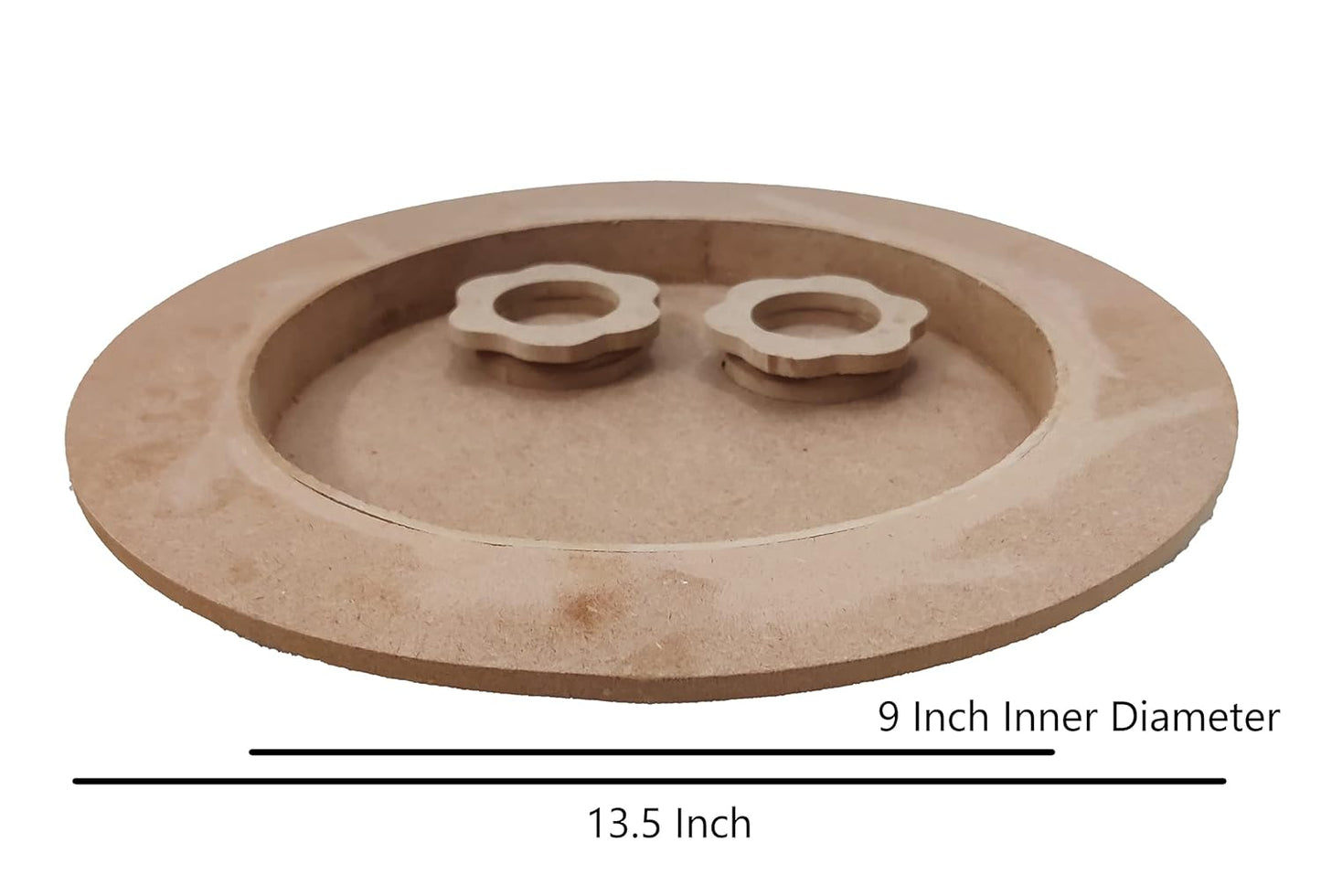 Decorative DIY Wooden Pooja Thali with 2 Flower Shaped Cups for Worshipping, Decoration (THAL001)