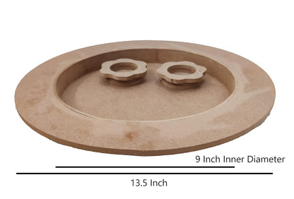 Decorative DIY Wooden Pooja Thali with 2 Flower Shaped Cups for Worshipping, Decoration (THAL001)