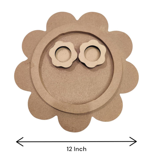 12 Inch Decorative Designer MDF Pooja Thali with 2 Cups (Katori) for Puja (THAL009)