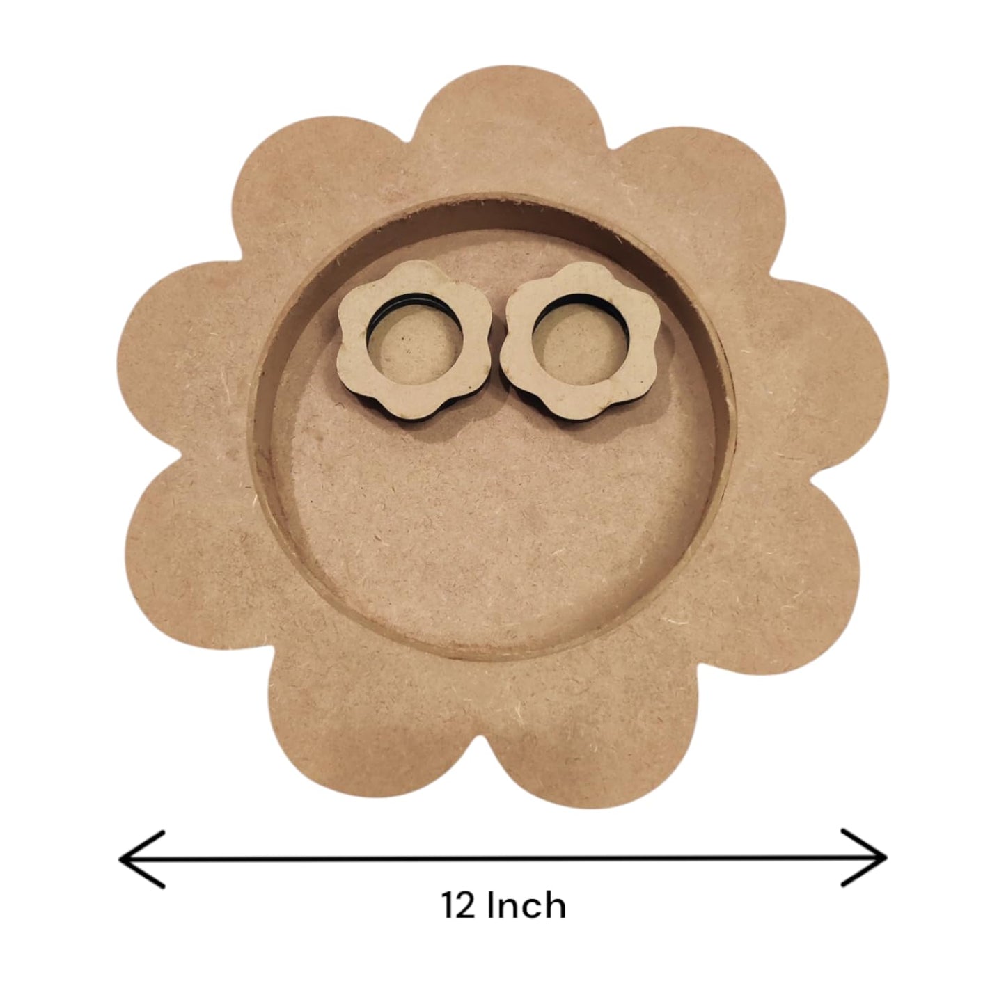 12 Inch Decorative Designer MDF Pooja Thali with 2 Cups (Katori) for Puja (THAL008)