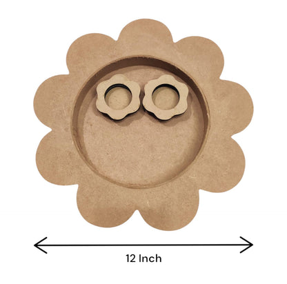 12 Inch Decorative Designer MDF Pooja Thali with 2 Cups (Katori) for Puja (THAL008)