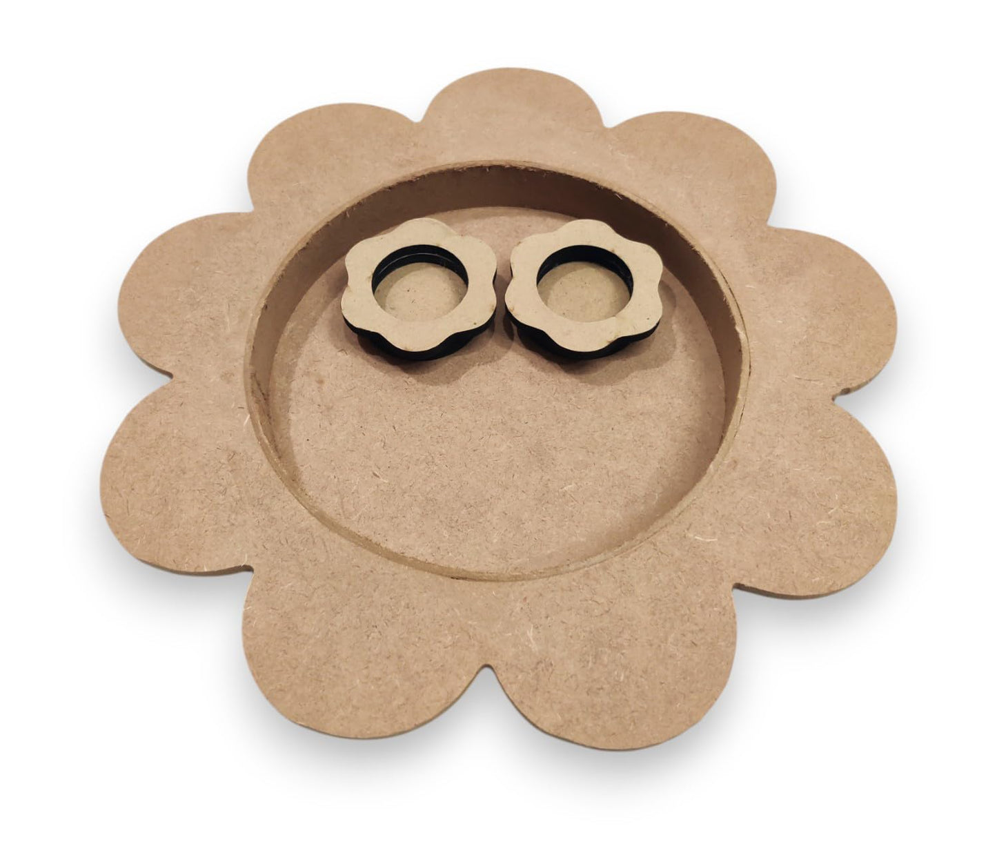 12 Inch Decorative Designer MDF Pooja Thali with 2 Cups (Katori) for Puja (THAL008)