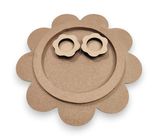 12 Inch Decorative Designer MDF Pooja Thali with 2 Cups (Katori) for Puja (THAL009)