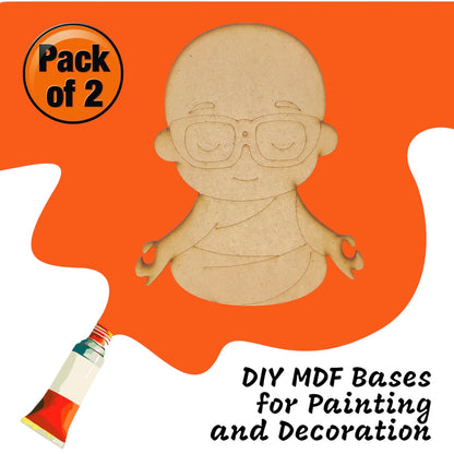(Pack of 2) DIY Decorative MDF Pre Marked Cutout Bases Littlle Child Buddha Cutout 12 Inch For Wall Hanging Decoration, Art & Craft (WAB12001)
