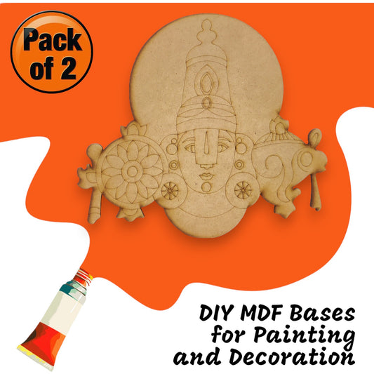 (Pack of 2) DIY Decorative MDF Pre Marked Cutout Bases Sri Venkateswara Swami Pre Mark Cutout 12 Inch For Wall Hanging Decoration, Art & Craft (WAB12003)