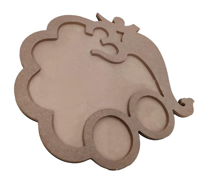 Decorative DIY Wooden Om Ganesh Ji Cutout Design Pooja Thali with 2 Round Spaces as Cups for Worshipping Decoration (THAL002)