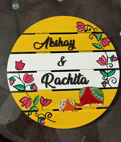 Solid MDF Round Name Plate 6 Row for Home Décor Wall Hanging Decorate with Resin Art & Craft (NAM006)