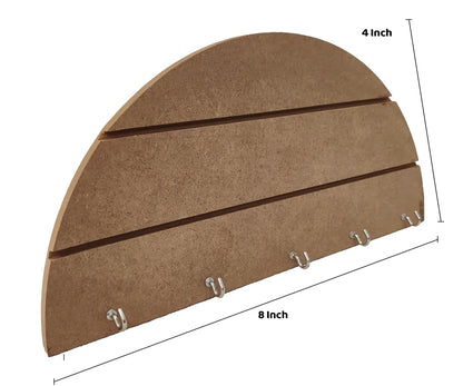 Pack of 2 DIY Wooden Key Holder Semi Circle & Horizontal Lining Design (KEY004)