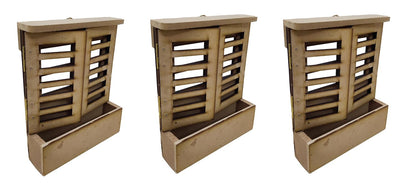 Set of 3 Small Window Jharokha Frames with Aritificial Flower Planter (JHK008)