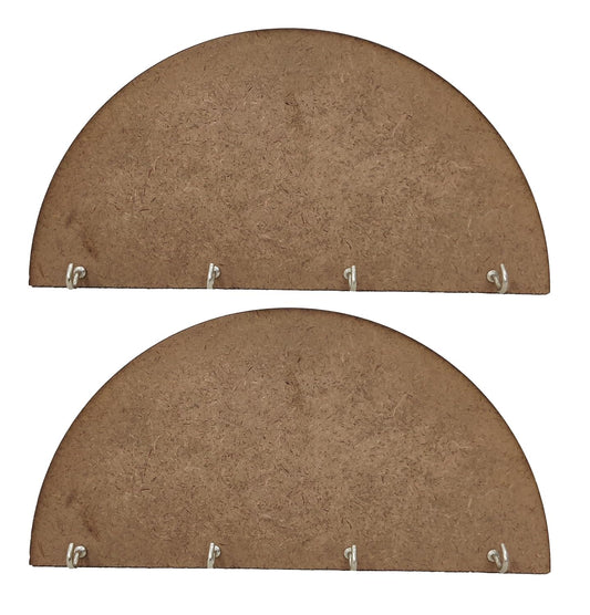 Pack of 2 DIY Wooden Semi Circle Plain Keyholders (KEY006)