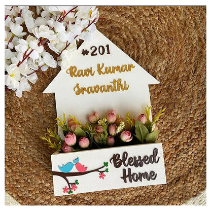 Decorative MDF Hut Name Plate with Planter Box (NAM011)