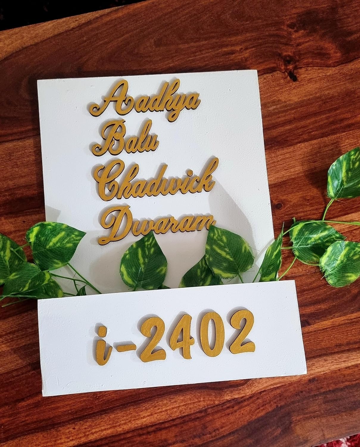 Decorative MDF Solid Name Plate with Flower Planter Box (NAM023)