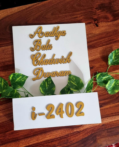 Decorative MDF Solid Name Plate with Flower Planter Box (NAM023)