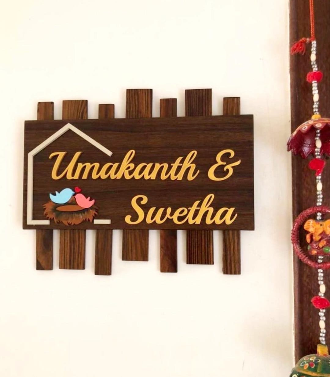 Decorative MDF Name Plate with Multiple Strips (NAM015)