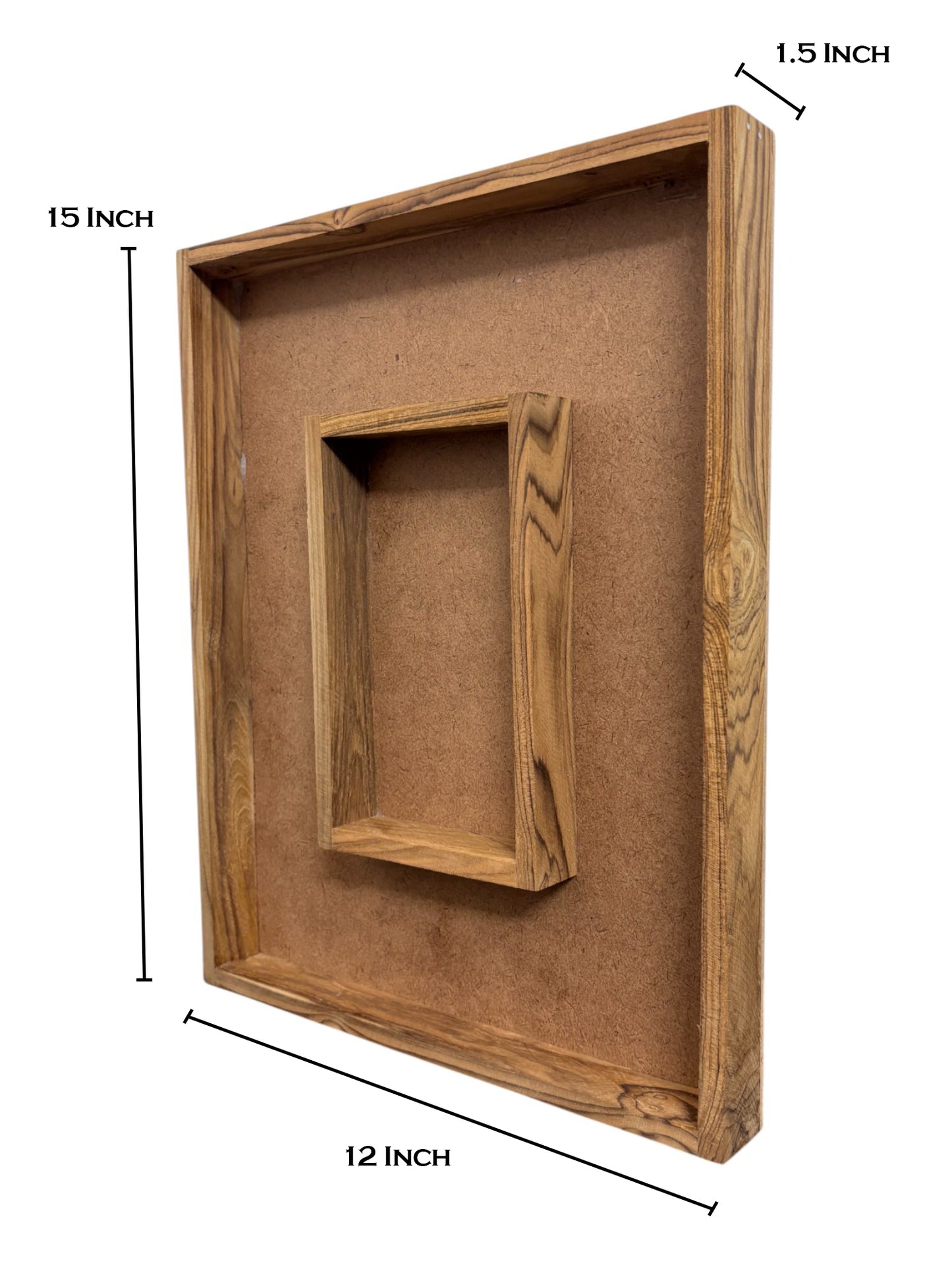 RIA Studio Decorative Teak Wood Varmala Preservation Frame with Photo Space for Resin Art (Rectangle 15X12)