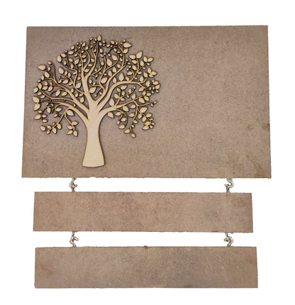 Decorative MDF Rectangle Name Plate with 2 Rows Hanging with Laser Cut Tree (NAM019)